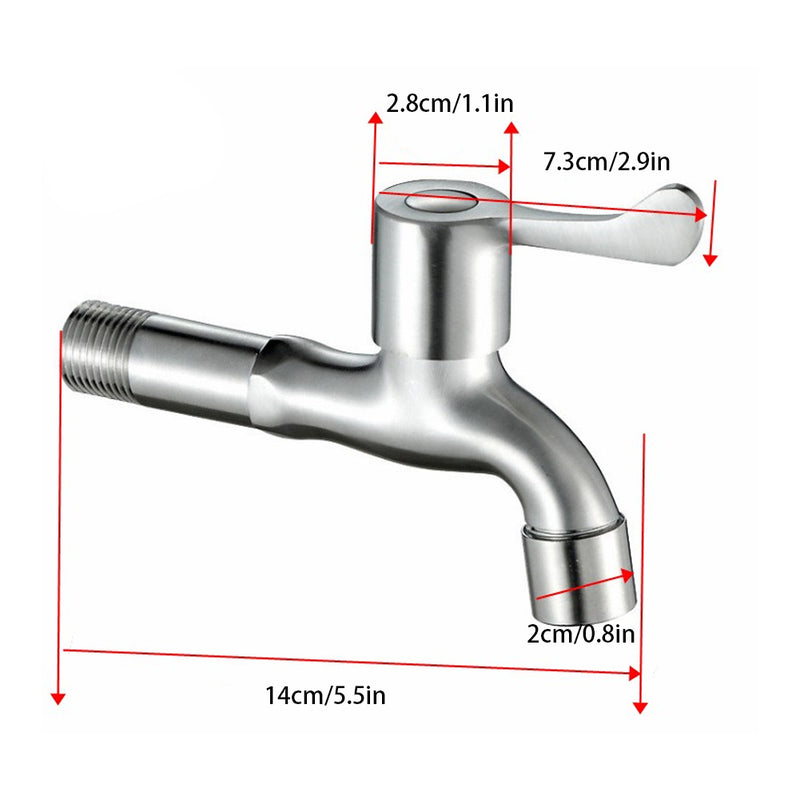 G1/2in Stainless Steel Washing Machine Sink Basin Single Cold Faucet Water Tap Bathroom